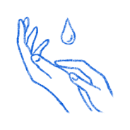 Drawing of two hands with a water droplet
