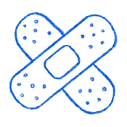 Drawing of two bandaids overlapping each other